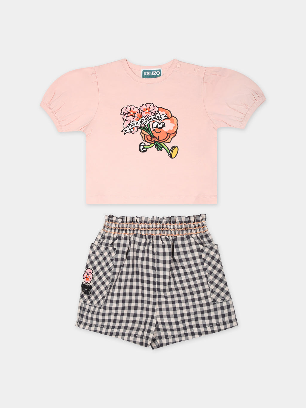 Ensemble rose pour bébé fille avec coquelicot